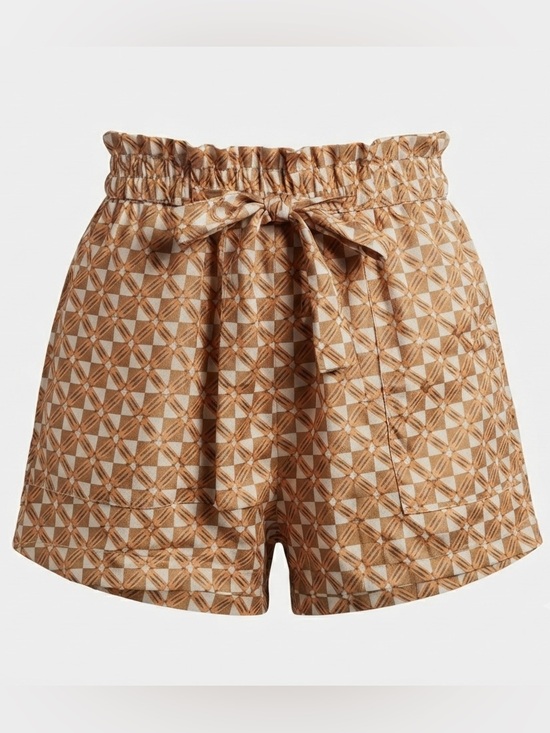Princess Polly Pants - Princess Polly Geometric Print High-Waisted Paperbag Shorts US size 4